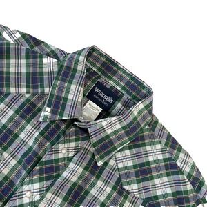 Wrangler Classic Western Shirts Mens 2xl Pearl‎ Snap Plaid Green Long Sleeve